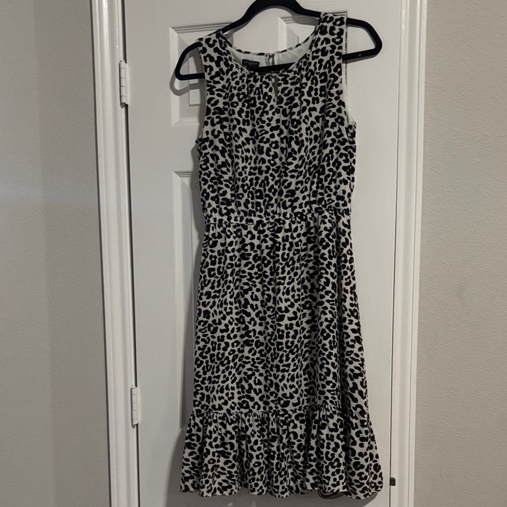 Talbots Black and White Animal Print Midi Dress